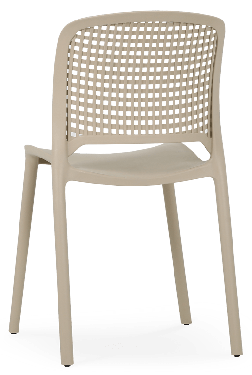 Cadeira em plástico com fibra de vidro, injeção a gás, para uso exterior e interior, proteção contra raios UV, tacos antiderrapantes, reciclável, empilhável. Fabricado em Portugal, Plásticos Joluce.