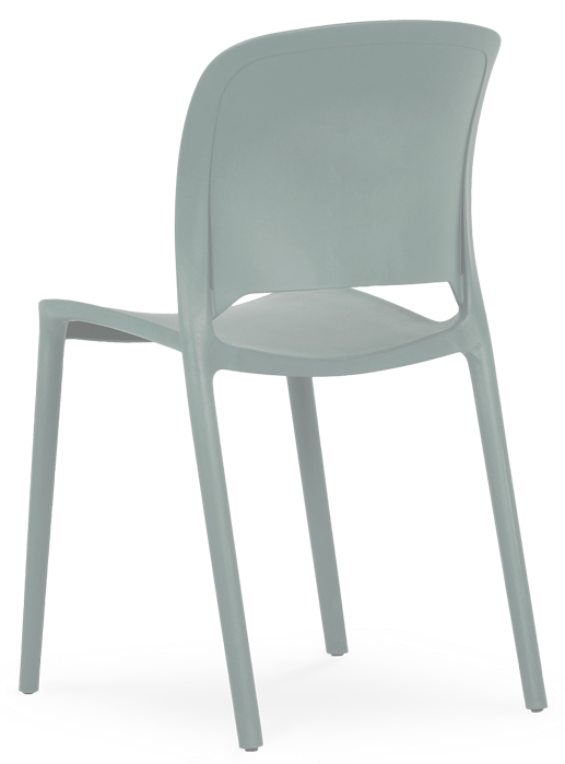 Cadeira em plástico com fibra de vidro, injeção a gás, para uso exterior e interior, proteção contra raios UV, tacos antiderrapantes, reciclável, empilhável. Fabricado em Portugal, Plásticos Joluce.