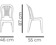 Cadeira monobloco em plástico para uso exterior, proteção contra raios UV, reciclável, empilhável. Fabricado em Portugal, Plásticos Joluce.