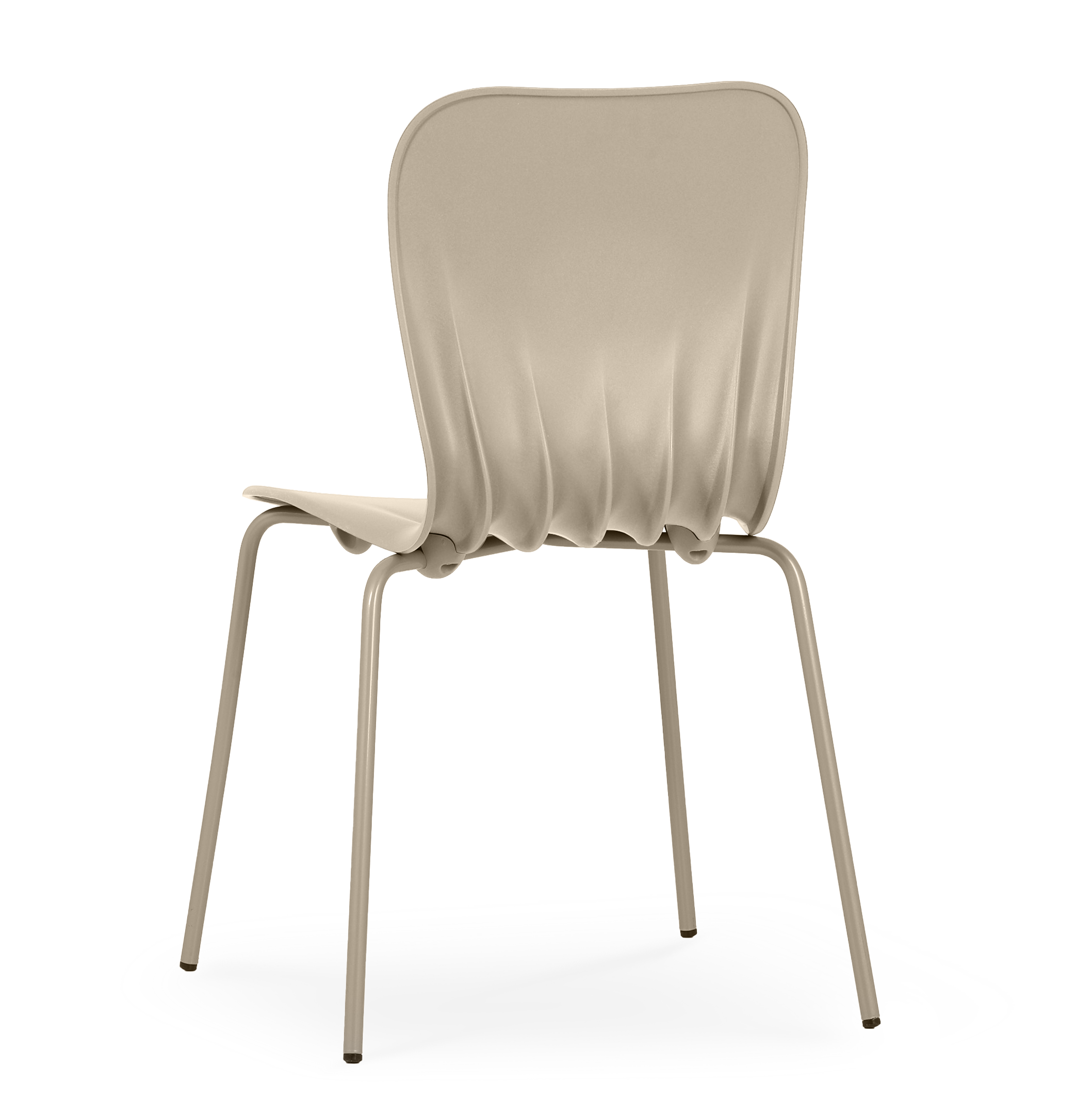 Cadeira em plástico com fibra de vidro, injeção a gás, pernas de alumínio lacadas, para uso exterior e interior, proteção contra raios UV, tacos antiderrapantes, reciclável, empilhável. Fabricado em Portugal, Plásticos Joluce.