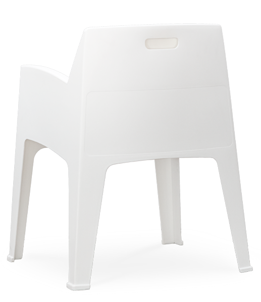 Cadeira de jardim em plástico para uso exterior, proteção contra raios UV, reciclável. Fabricado em Portugal, Plásticos Joluce.